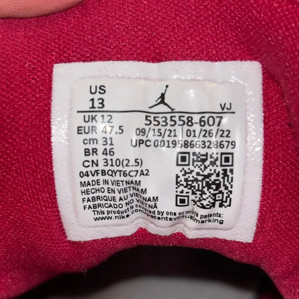 Nike Air Jordan 1 Low Cardinal Red White Mens 13 Leather Sneakers 553558 607 - Picture 13 of 13